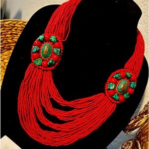 Beautiful bold red beaded necklace